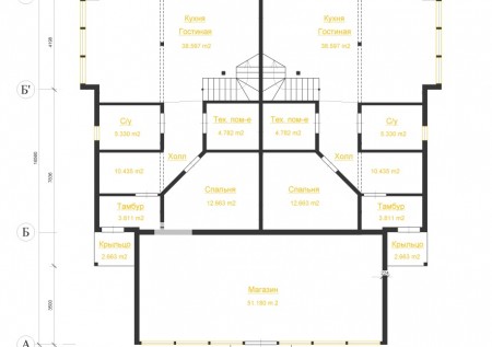 Строительство 1-этажного с мансардой, двухквартирного жилого дома 397,4 м2. ЯНАО.. Фотография №
