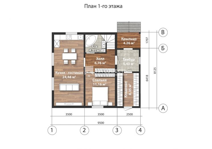Строительство дома 121,44 м2. Один этаж и мансарда. ХМАО, Тюменская область, село Каменное.